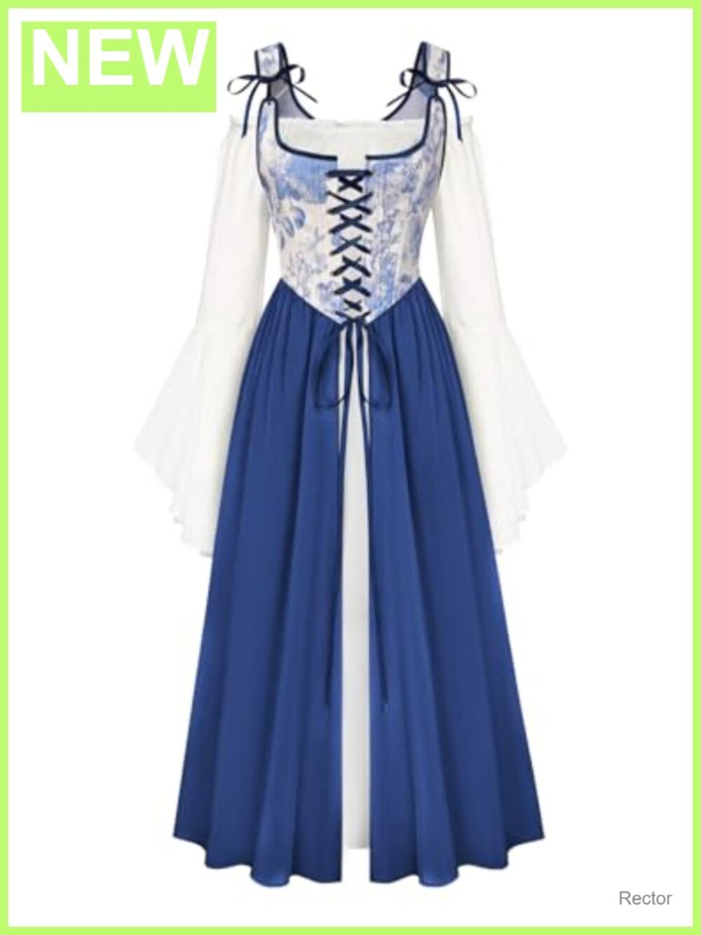 Renaissance Costume Bell Sleeve Medieval Fairy Dress Polyester